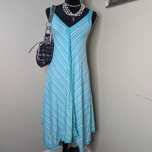 Leesha blue and white striped dress